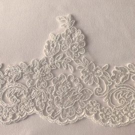 Corded Lace Large Flower Trim IVORY